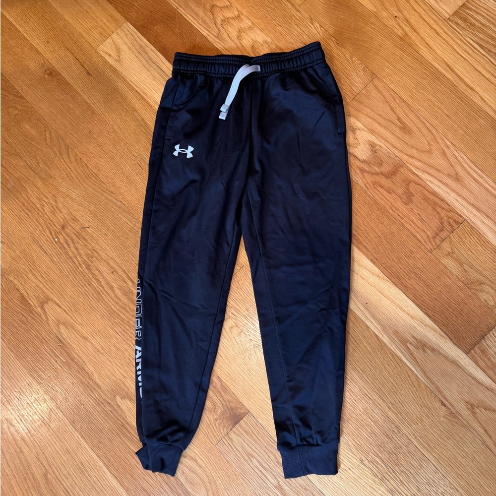 Under Armour Kids Black Joggers with White Logo
